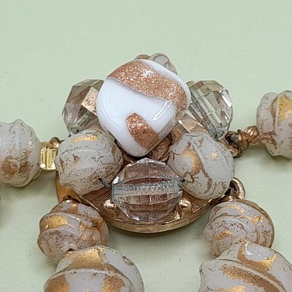 Vintage 1950s Art Glass Beaded Necklace with Aurora Borealis Crystals, 19 Inches - Picture 9 of 13